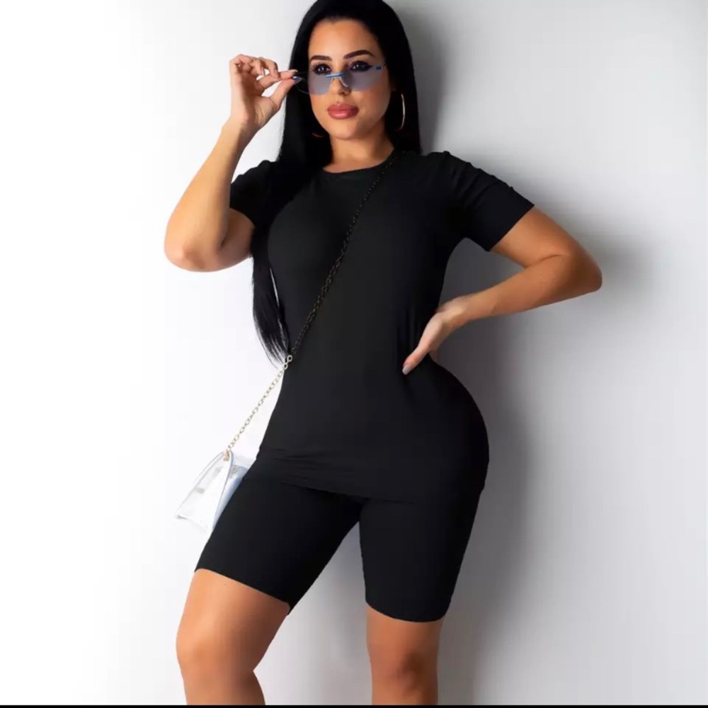 2 piece biker short set